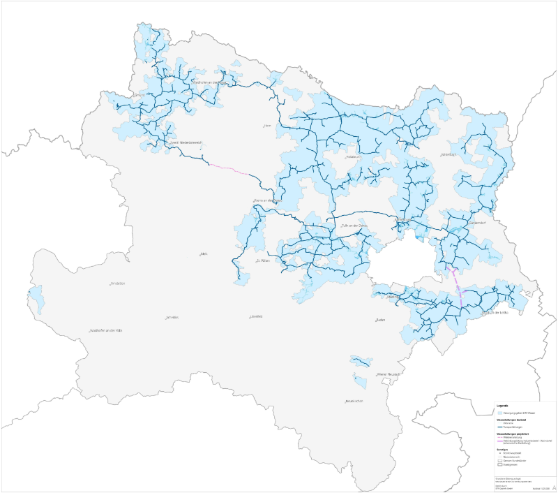 Abbildung 1: Übersichtskarte Versorgungsgebiet EVN Wasser